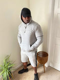Zip-Piped Solid Hoodie Sets